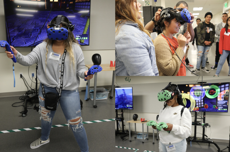 Students using virtual reality headset