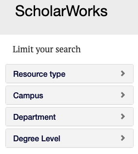 ScholarWorks filters