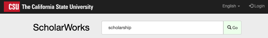 ScholarWorks search bar