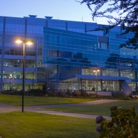 J. Paul Leonard Library at twilight